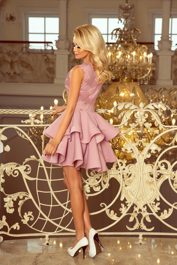200-10 CHARLOTTE - ekskluzywna sukienka z koronkowym dekoltem - LILA-2