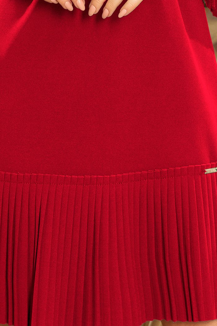 228-4 LUCY - plisowana wygodna sukienka - BORDOWA-6