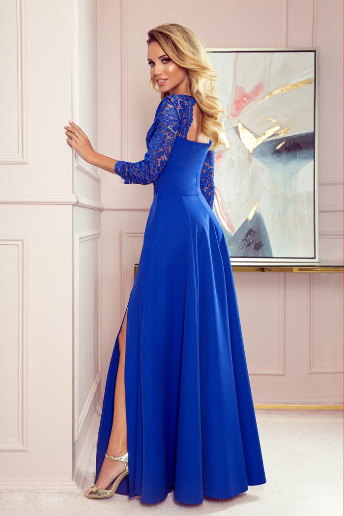 309-2 AMBER elegancka koronkowa długa suknia z dekoltem - CHABROWA-2